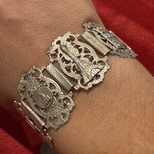 Antique Vintage PARIS FRANCE Grand Tour Eiffel Tower Souvenir Silver Bracelet